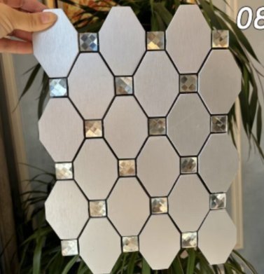 White and Silver Hexagon Metal Mosaic Tile CM-MT-199 mosaic tile