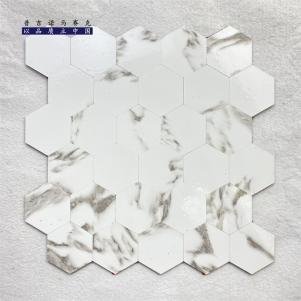 White Marble Hexagon Metal Mosaic Tile mosaic tile