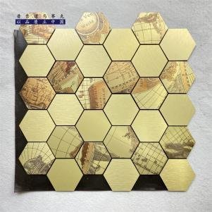 Yellow Olive Hexagon Metal Mosaic Tile mosaic tile
