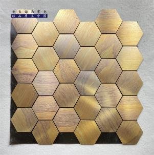 Gold Tan Hexagon Metal Mosaic Tile mosaic tile