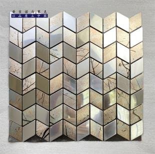 Silver White Herringbone Metal Mosaic Tile mosaic tile