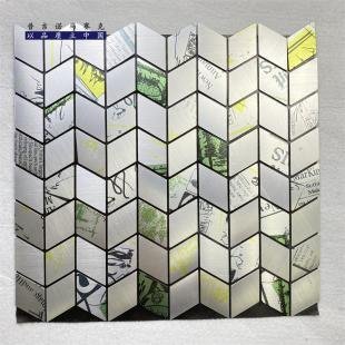 Green Marble Herringbone Metal Mosaic Tile mosaic tile
