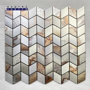 Bronze Copper 3D Chevron Metal Mosaic Tile mosaic tile