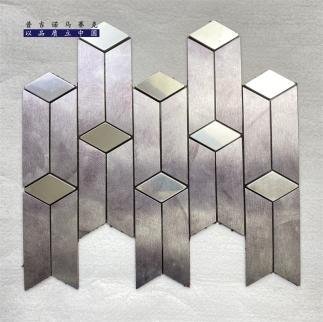 Silver Lilac 3D Chevron Metal Mosaic Tile mosaic tile