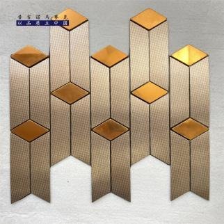 Copper Orange 3D Chevron Metal Mosaic Tile mosaic tile