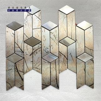 Bronze Silver 3D Chevron Metal Mosaic Tile mosaic tile