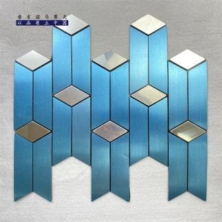 Blue 3D Chevron Metal Mosaic Tile mosaic tile