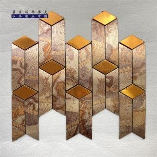 Copper Brown 3D Chevron Metal Mosaic Tile CM-MT-291 mosaic tile