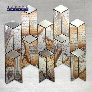 Silver and Copper 3D Chevron Metal Mosaic Tile mosaic tile