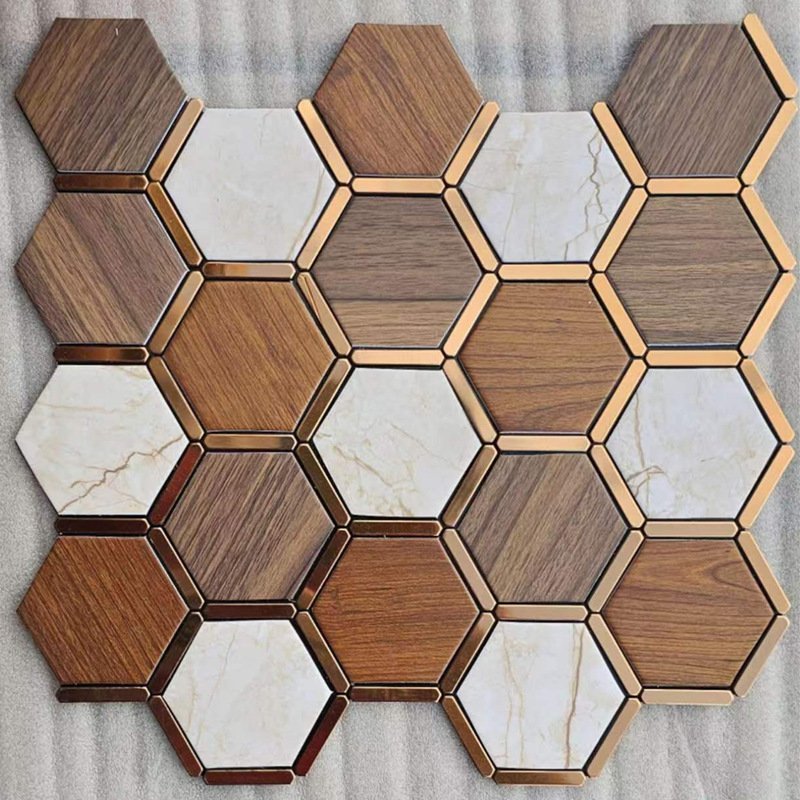 Copper Brown Hexagon Metal Mosaic Tile CM-MT-319 mosaic tile