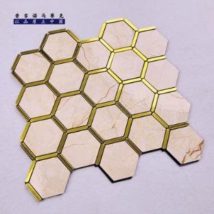 White and Copper Hexagon Metal Mosaic Tile mosaic tile