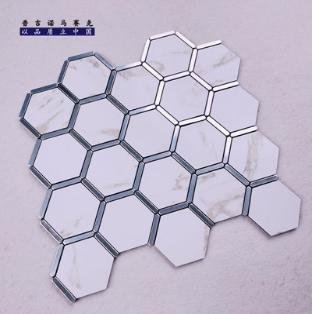 Silver White Hexagon Metal Mosaic Tile CM-MT-333 mosaic tile