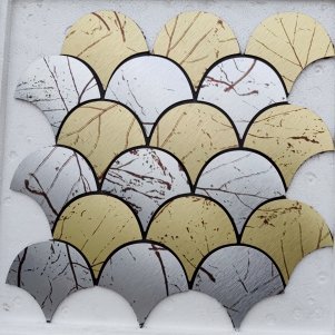 Silver and Gold Fish Scale Metal Mosaic Tile mosaic tile
