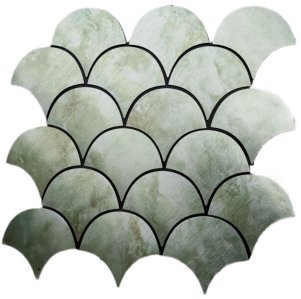 Grey and Silver Fish Scale Metal Mosaic Tile mosaic tile