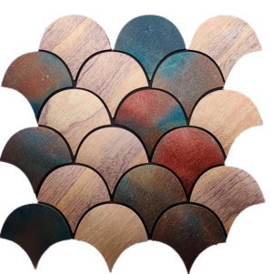 Multi-Tone Fish Scale Metal Mosaic Tile mosaic tile