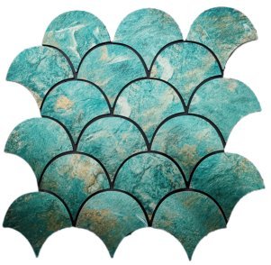 Teal Green Fish Scale Metal Mosaic Tile mosaic tile