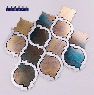 Multi-Tone Gold Rim Round Metal Mosaic Tile mosaic tile