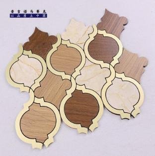 Copper Beige Gold Rim Round Metal Mosaic Tile mosaic tile