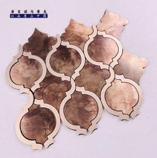 Rose Copper Gold Rim Round Metal Mosaic Tile mosaic tile