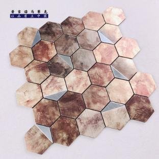 Multi-Tone Pastel Hexagon Metal Mosaic Tile CM-MT-395 mosaic tile