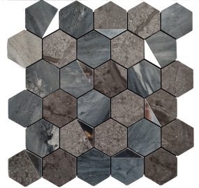Grey Blue Stone Hexagon Metal Mosaic Tile mosaic tile