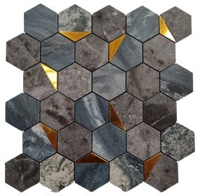 Grey Brown Stone Hexagon Metal Mosaic Tile CM-MT-400 mosaic tile