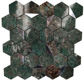 Green Grey Stone Hexagon Metal Mosaic Tile mosaic tile