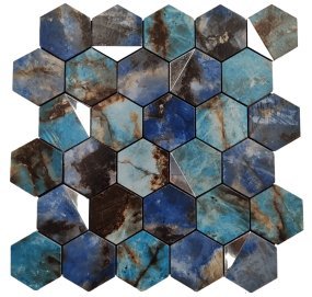Blue Brown Marble Hexagon Metal Mosaic Tile mosaic tile