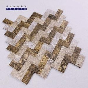 Silver Gold Marble Stepped Metal Mosaic Tile mosaic tile