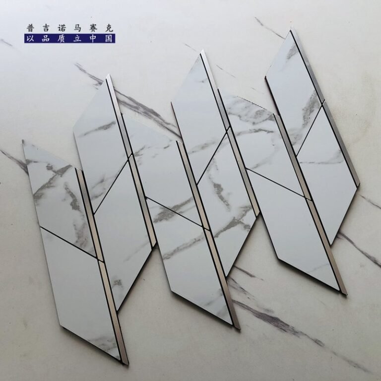 White and Silver Leaf Metal Mosaic Tile mosaic tile