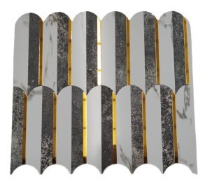 Black White and Gold Curved Stripe Metal Mosaic Tile mosaic tile