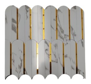 White and Gold Curved Stripe Metal Mosaic Tile mosaic tile