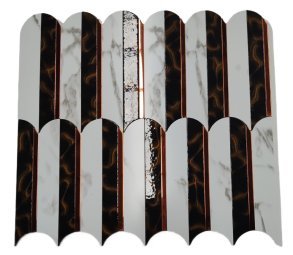 Black White and Gold Curved Stripe Metal Mosaic Tile CM-MT-471 mosaic tile