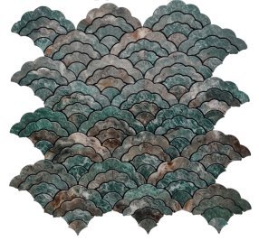 Green Grey Marble Fish Scale Metal Mosaic Tile mosaic tile