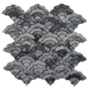 Grey Silver Marble Fish Scale Metal Mosaic Tile mosaic tile