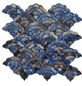 Blue Brown Marble Fish Scale Metal Mosaic Tile mosaic tile