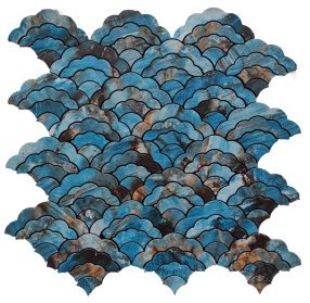Blue Teal Fish Scale Metal Mosaic Tile mosaic tile