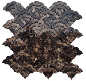 Dark Brown Marble Fish Scale Metal Mosaic Tile mosaic tile
