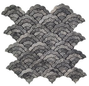 Grey White Marble Fish Scale Metal Mosaic Tile mosaic tile