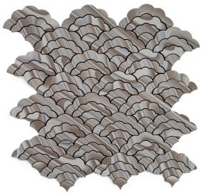 Grey White Marble Fish Scale Metal Mosaic Tile CM-MT-488 mosaic tile