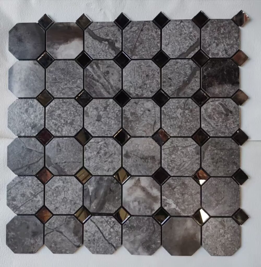 Grey Green Octagon Metal Mosaic Tile mosaic tile
