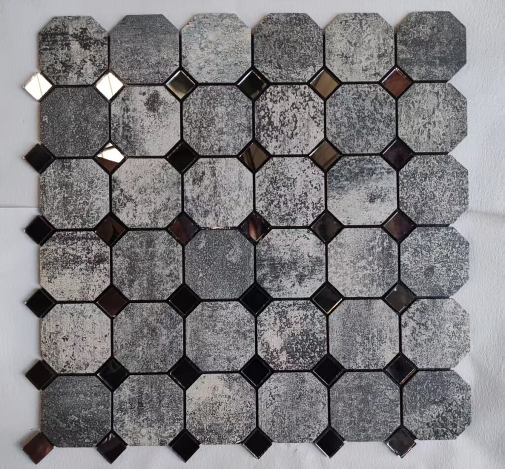 Grey Blue Octagon Metal Mosaic Tile mosaic tile