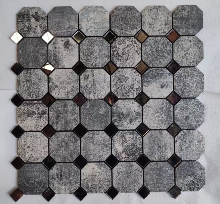 Grey Blue Octagon Metal Mosaic Tile mosaic tile