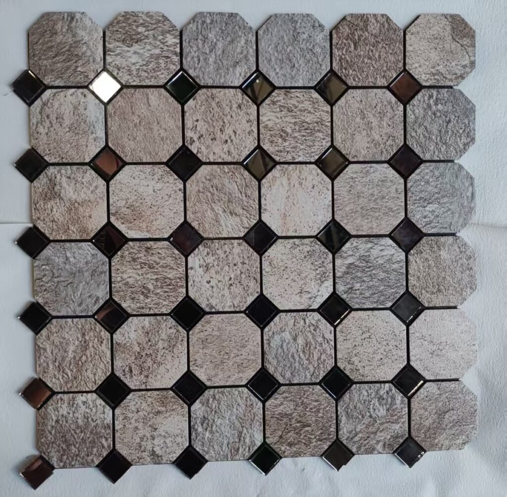 Grey Stone Octagon Metal Mosaic Tile mosaic tile