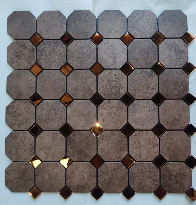 Grey Brown Octagon Metal Mosaic Tile mosaic tile