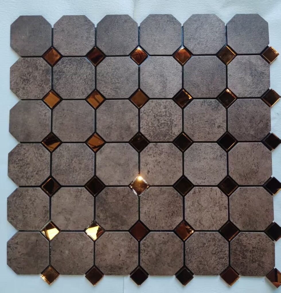 Grey Brown Octagon Metal Mosaic Tile mosaic tile