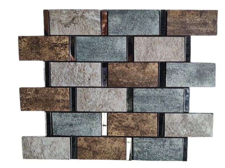 Multi-Tone Stone Strip Metal Mosaic Tile mosaic tile