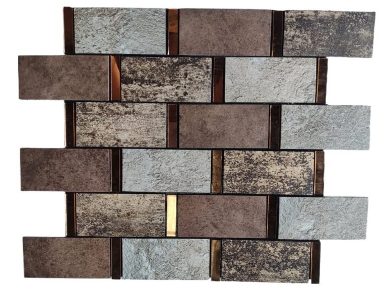 Brown Grey Stone Strip Metal Mosaic Tile mosaic tile