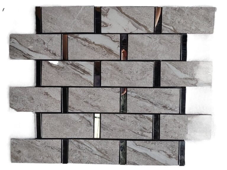 Silver White Marble Strip Metal Mosaic Tile mosaic tile