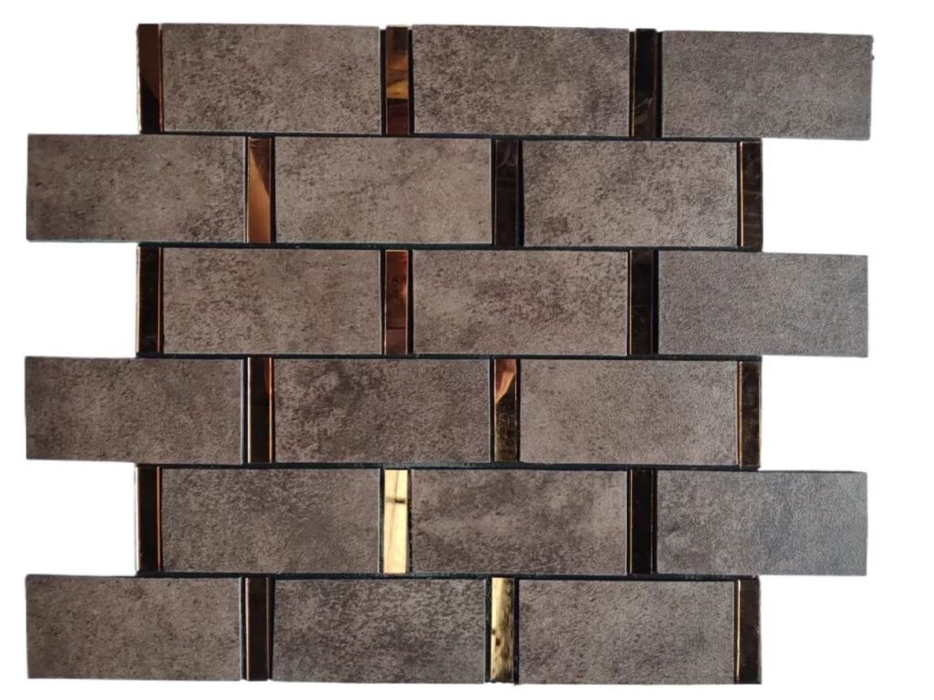 Brown Copper Stone Strip Metal Mosaic Tile mosaic tile